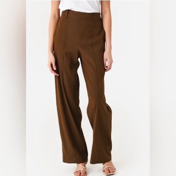 Vince Pintuck-Detailing Linen-Blend Trousers SZ L - Picture 1 of 8